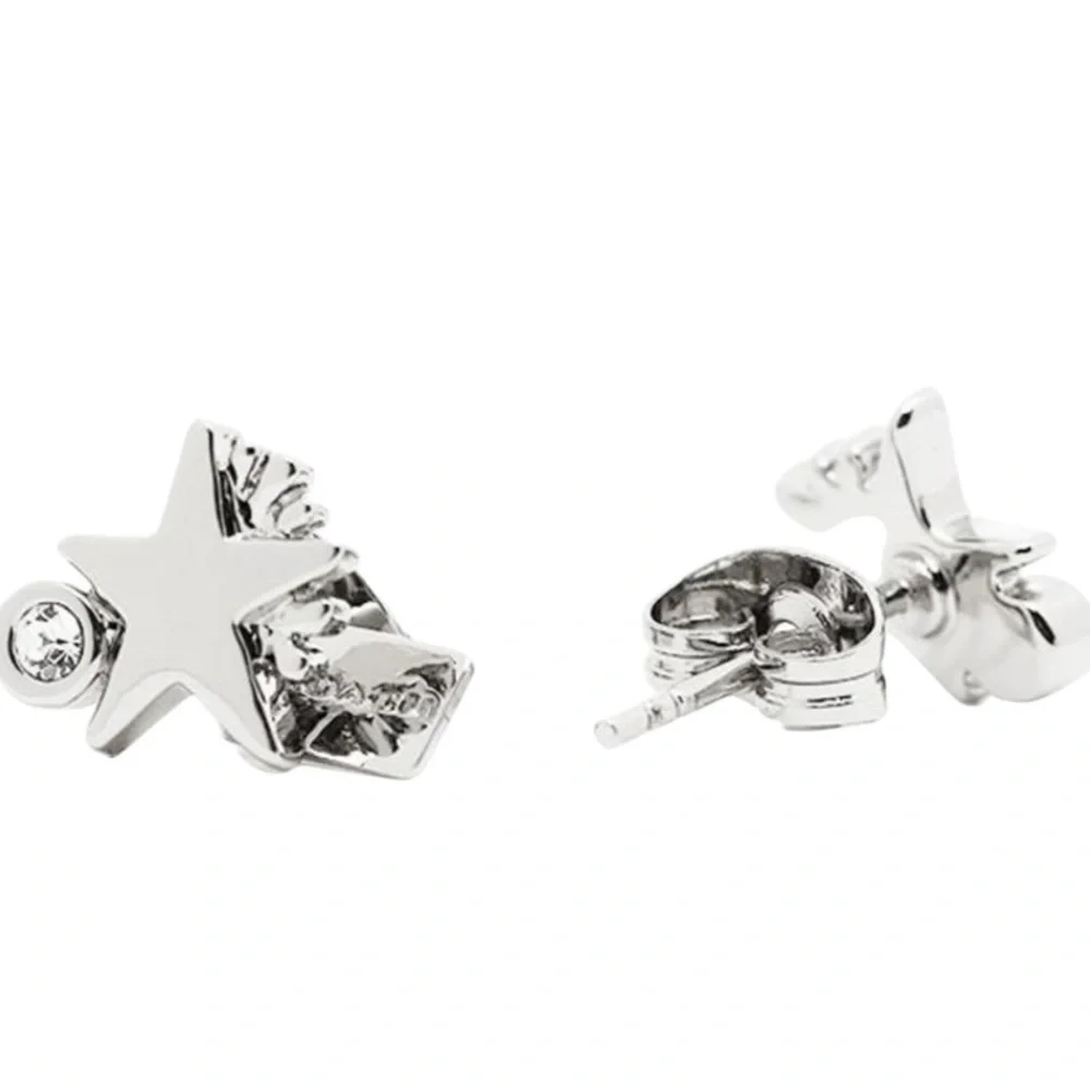 Coach NWT Shooting Star Celestial Necklace Earrings Gift Set Silver